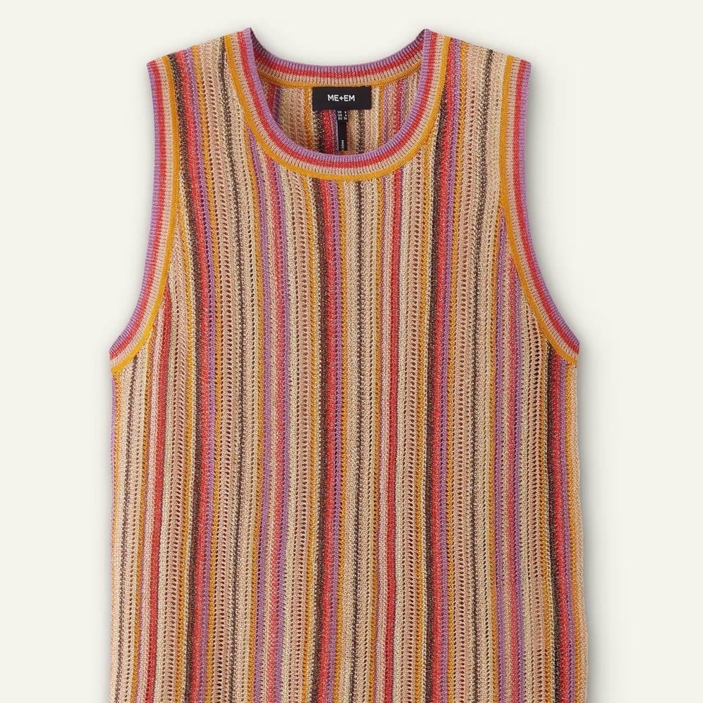 ME + EM Metallic Textured Stripe Knit Vest